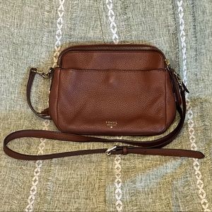 Leather Fossil Sydney Fringe Crossbody Bag
